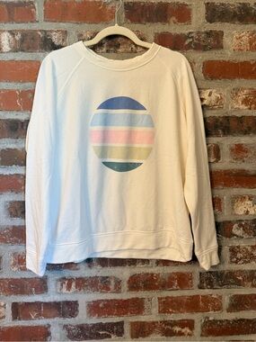 T122 - 78 & Sunny Cream Crewneck Sweatshirt with Pastel Striped Circle Graphic